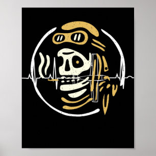 Poster Vintage Biker Ghost Pilot Halloween Drôle cadeau