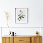 Poster Vintage Bird and Mushroom Botanical