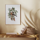 Poster Vintage Bird and Mushroom Botanical