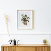 Poster Vintage Bird and Mushroom Botanical