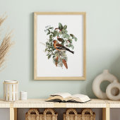 Poster Vintage Bird and Mushroom Botanical