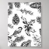 Poster Vintage Bird et Pinecone Motif Noël (Devant)