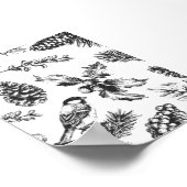 Poster Vintage Bird et Pinecone Motif Noël (Coin)