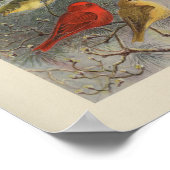 Poster Vintage Bird Noir Rouge Jaune Imprimer (Coin)