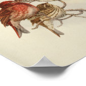 Poster Vintage Bird Red Brown Speckled Imprimer (Coin)