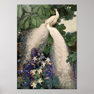 Poster vintage blanc Peacock