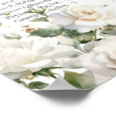 Poster Vintage blanc roses fleurs verdure Alphabétique (Coin)