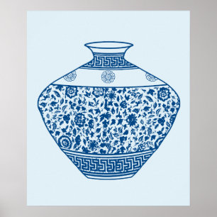 Poster Vintage Blue Chinoiserie Ginger Jars Vases