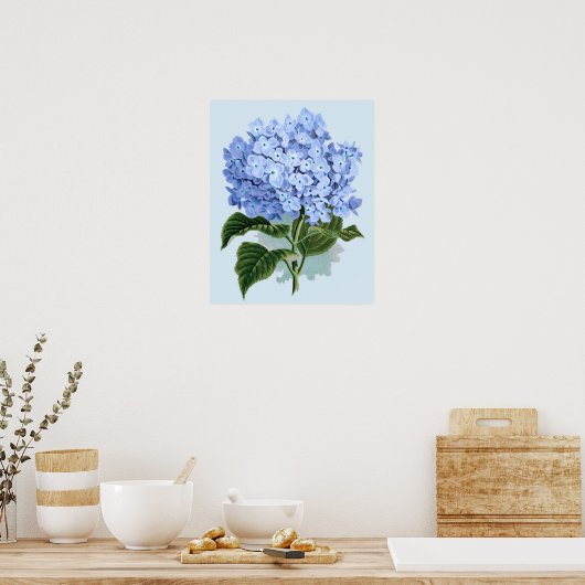 Poster vintage Blue Hydrangea (Cuisine)