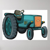 Poster Vintage Blue Tracteur (Devant)