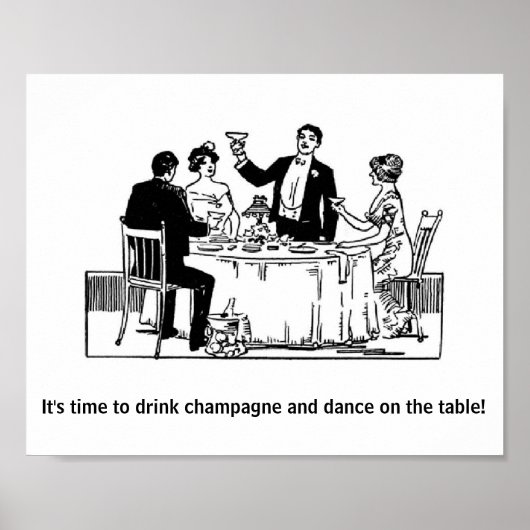 Poster Vintage - Boire Champagne & Dance, (Devant)