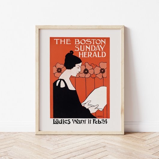 Poster Vintage Boston Sunday Herald