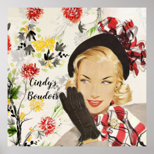 poster vintage boudoir. Modifiable