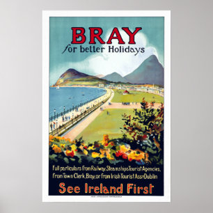 Poster Vintage Bray Irlande Travel