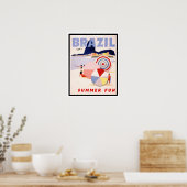Poster Vintage Brésil Été Voyage amusant (Cuisine)