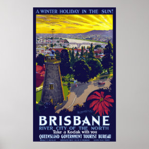 Poster Vintage Brisbane Vacances d'hiver Australie Voyage