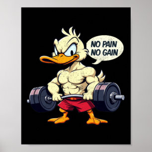 Poster Vintage Buff Canard Pas de douleur Pas de gain Gym
