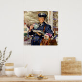 Poster Vintage Business, Mailman Livrant des lettres (Cuisine)