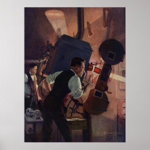 Poster Vintage Business, Projectionniste de cinéma