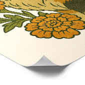 Poster Vintage Calico Kitty Chat Marigold Fleurs (Coin)