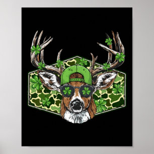 Poster Vintage Camo Chasseur de Cerf Chanceux Shamrock Bu