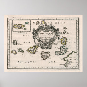 Poster Vintage Canary Islands Map (1656)