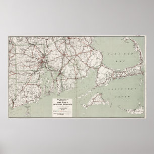 Poster Vintage Cape Cod and Rhode Island Map (1917)
