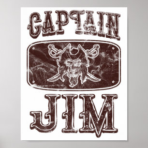 Poster Vintage Capitaine Jim Pirate personnalisé Ponton B