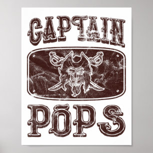 Poster Vintage capitaine Pops Pop Pirate personnalisé Pon
