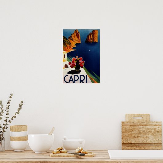 Poster Vintage Capri Français Travel (Cuisine)
