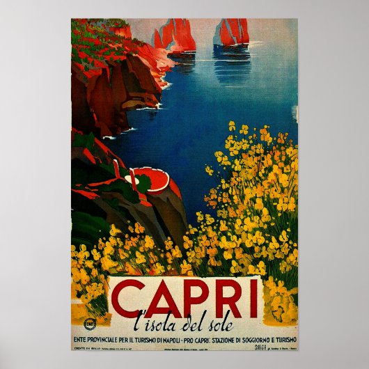 Poster vintage Capri L'Isola del Sole Italie (Devant)