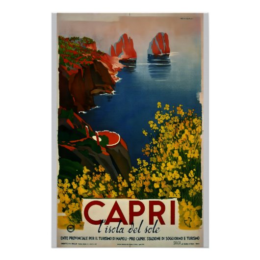 Poster Vintage Capri L'Isola del Sole Italie (Devant)