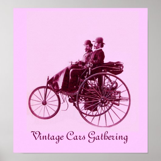 Poster Vintage Cars Gathering, violet rose violet violet (Devant)