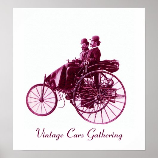 Poster Vintage Cars Rassembler, violet violet blanc (Devant)