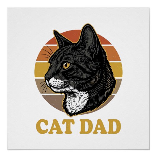 Poster Vintage Cat Dad Retro Cat Lover Shirt Design_1 (Devant)