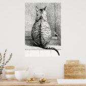 Poster Vintage Cat Sketch Art Drawing (Cuisine)