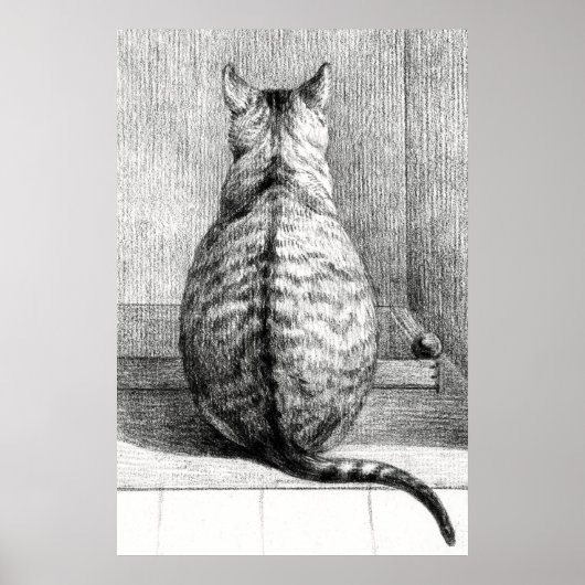 Poster Vintage Cat Sketch Art Drawing (Devant)
