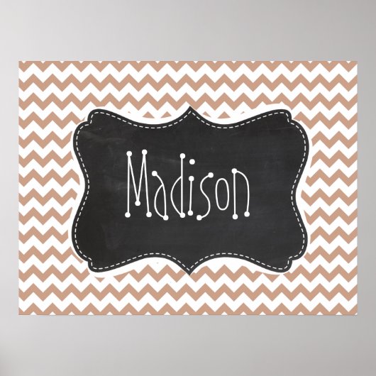 Poster Vintage Chalkboard look; Brown Chevron Motif (Devant)