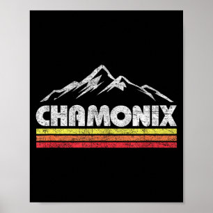 Poster Vintage chamonix rétro montagne hommes femmes