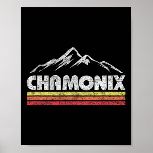 Poster Vintage Chamonix Rétro Montagne Hommes Femmes Souv