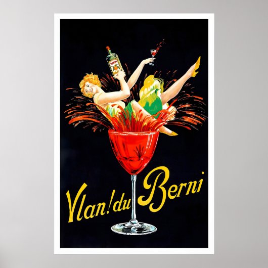 Poster Vintage Champagne Wine Bottle Drink Kitchen Art (Devant)