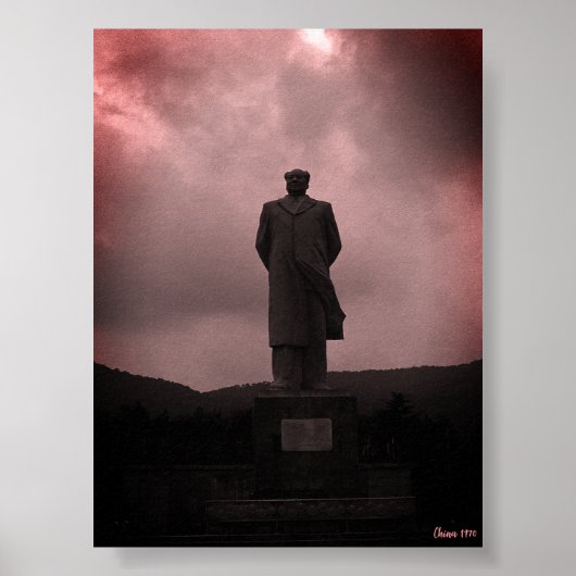 Poster Vintage Changsha Mao Tse Tung statue (Devant)
