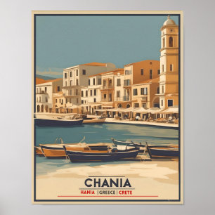 Poster Vintage Chania City Souvenirs cree grèce voyage