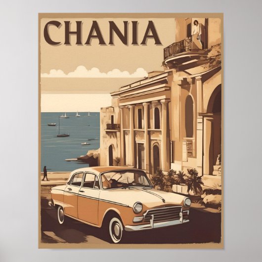 Poster Vintage Chania City Souvenirs cree grèce voyage (Devant)