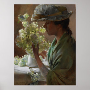 Poster Vintage Charles Courtney Curran Lady with a Bouqu