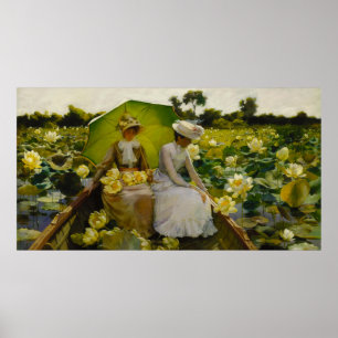 Poster Vintage Charles Courtney Curran Lotus Lilies