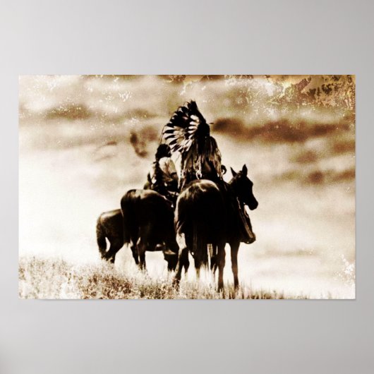 Poster Vintage Cheyenne Guerriers Canvas Imprimer (Devant)