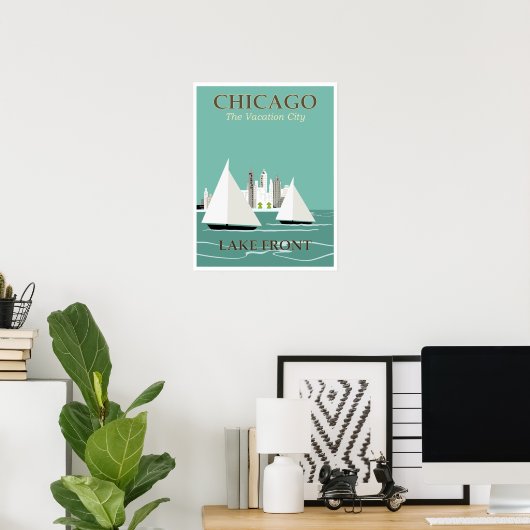 Poster Vintage Chicago Lake (Bureau à domicile)