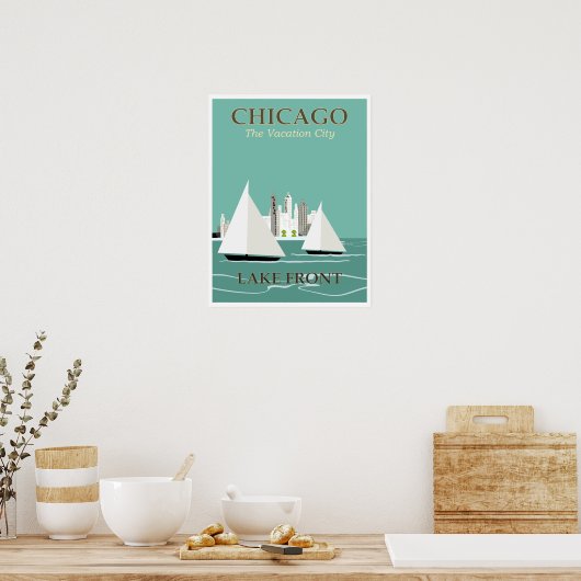 Poster Vintage Chicago Lake (Cuisine)