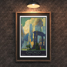 Poster vintage Chicago Travel